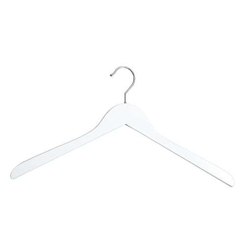 Dila GmbH Kleiderbügel ohne Steg, Holzbügel Bügel Textilbügel Garderobenbügel | Weiß lackiert 44 cm drehbarer Haken Stabiler Bügel (25er Set) von Dila GmbH