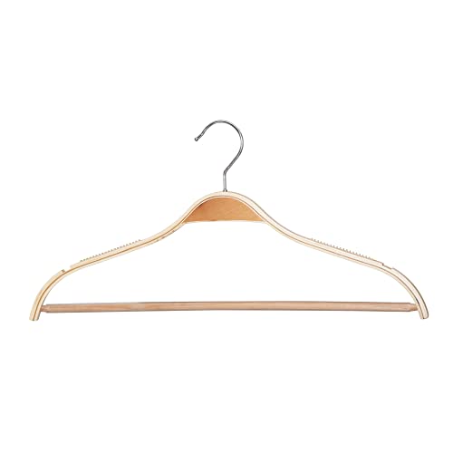 Schichtholzbügel mit Steg, Gummierung und Kerben Kleiderbügel Hemdbügel Holzbügel Garderobenbügel Ladenausstattung 42 cm, drehbarer Haken (25 Stück) von Dila GmbH