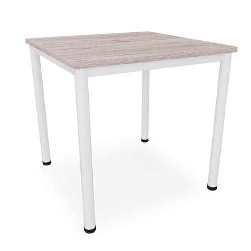 Dila GmbH Schreibtisch/Besprechungstisch in verschiedenen Größen und Farben weißes Metallgestell Konferenztisch (B: 80 cm x T: 80 cm, Eiche modern) von Dila GmbH