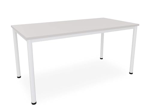 Dila GmbH Schreibtisch/Besprechungstisch in verschiedenen Größen und Farben weißes Metallgestell Konferenztisch Arbeitstisch (B: 160 cm x T: 80 cm, Lichtgrau) von Dila GmbH