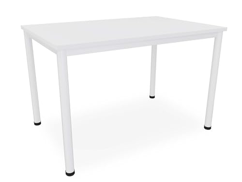Dila GmbH Schreibtisch/Besprechungstisch in verschiedenen Größen und Farben weißes Metallgestell Konferenztisch Arbeitstisch (B: 120 cm x T: 80 cm, Weiß) von Dila GmbH