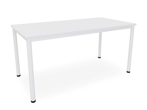 Dila GmbH Schreibtisch/Besprechungstisch in verschiedenen Größen und Farben weißes Metallgestell Konferenztisch Arbeitstisch (B: 160 cm x T: 80 cm, Weiß) von Dila GmbH
