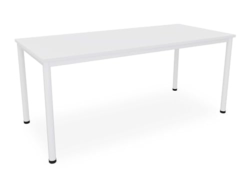 Dila GmbH Schreibtisch/Besprechungstisch in verschiedenen Größen und Farben weißes Metallgestell Konferenztisch Arbeitstisch (B: 180 cm x T: 80 cm, Weiß) von Dila GmbH