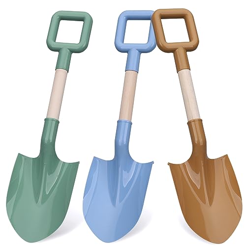 Strand Schaufel für Kinder, 16''/40cm Sand Schaufel mit Holz gehandelt, Kinder Strand Spaten für Reisen, Kunststoff Sandkasten Garten Spielzeug, Kleinkinder Strand Werkzeuge für Graben Schnee (3PCS) von Dilabnda