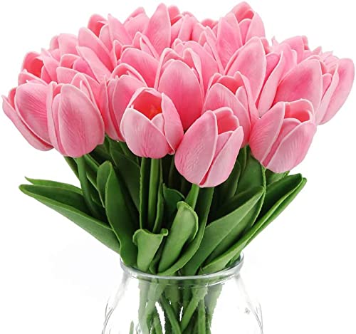 DiliDala Künstliche Blumen Tulpen, 10 Stück Gefälschte Tulpen Künstlich Latex für Hochzeitszimmer Blumenstrauß Hotel Party Haus DIY Decor (rosa) von DiliDala