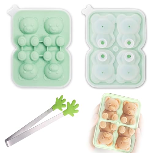 Bear Ice Cube Tray, Cute 3D Bear Shape, Ice Moulds Silicone, 4 Chambers Silicone Bear Ice Cube Trays with Lid, with Ice Tongs for DIY Coffee, Milk, Juice, Ice Mould Bear Ice Cube Tray, Cute 3D Bear Shape, Ice Moulds Silicone, 4 Chambers Silicone Bear Ice Cube Trays with Lid, with Ice Tongs for DIY Coffee, Milk, Juice, Ice Mould von Dilightnews