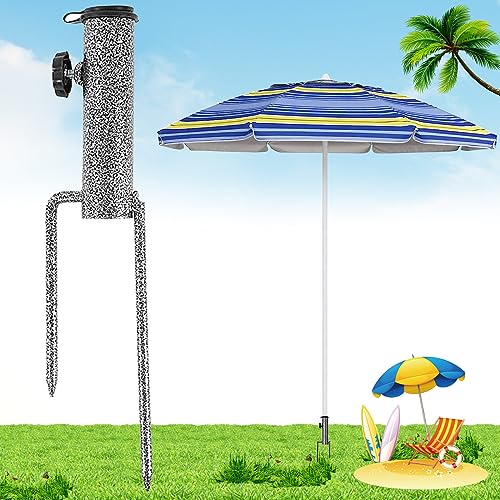 Dilightnews Schirmhalter aus Metall mit Rasendorn, Metall Sonnenschirm Erdspiess, Sonnenschirmhalter Rasendorn, Sonnenschirm Halter für Outdoor Yard Beach Garden, für Sonnenschirme(Silber) von Dilightnews