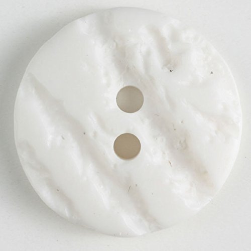 Dill 2 Stück: Polyesterknopf mit 2 Löchern - Größe: 25mm - Farbe: Weiss von Dill Buttons