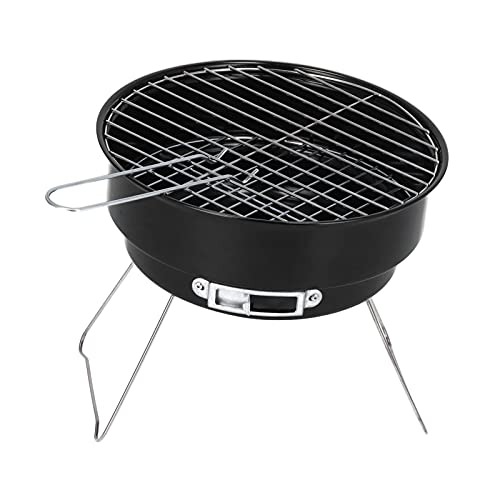 Mini-Rund-Barbecue-Grill-Set, tragbarer Eisen-Holzkohle-Grill, mit Griff, zum Kochen im Freien Camping Wandern von Dilwe