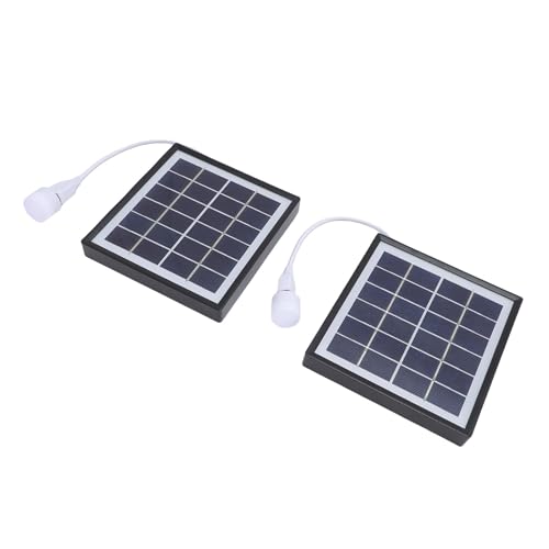 Dilwe Solarmodule, 2PCS Hohe Effizienz USB Solar Panel Ladegerät mit 5W Tragbaren LED -Glühbirnen für Camping -Wanderzelt (BLACK) von Dilwe