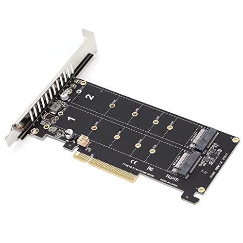 Dual M.2 NVMe SSD zu PCIE Adapterkarte X8 M Key Festplattenkonverter Leser Erweiterungskarte - Unterstützt Split Function X4X4X4 oder 4X4 Modus (ph45) von Dilwe