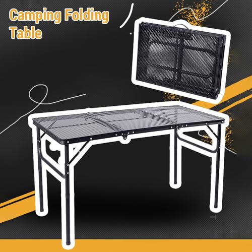 Einstellbarer Höhenklapptisch, Tragbarer Aluminiumstrandtisch mit Traggegräber Zum Grillen, Reisen, Camping und Picknicks, Dreiecksunterstützungsdesign (Klapptisch mit Netzbeutel und von Dilwe