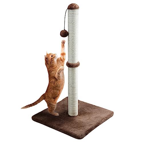 Dimaka 86 cm Groß Ultimate Kratzpsäulen für Katzen, Kratzpsäulen für Katzen,Sisalstamm, Ersatzstamm für Kratzbaum,Kratzbrett mit Plüsch（Dunkelbraun） von Dimaka