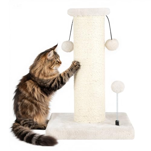 Dimaka Großer schwerer Kratzbaum für Katzen, mit 15,2 cm breitem erhöhtem Ständer oben, Kratzbaum, 11,4 cm Durchmesser, große Sisalseilstange mit 3 Teasingbällen, extra schwerer, dicker, stabiler von Dimaka
