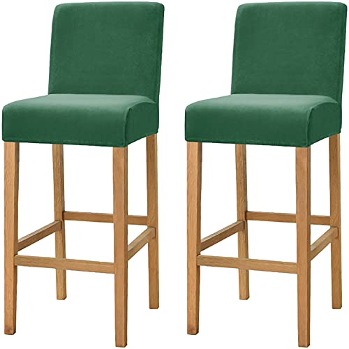 Dimatic Samt Plüsch Stuhl Abdeckung Theke Pub Bar Hocker Stuhl Slipcover für Esszimmer Cafe Barhocker Slipcover Möbelschutz Anti-Rutsch-Bezug mit elastischem Boden, 2er Set, Grün Dimatic Samt Plüsch Stuhl Abdeckung Theke Pub Bar Hocker Stuhl Slipcover für Esszimmer Cafe Barhocker Slipcover Möbelschutz Anti-Rutsch-Bezug mit elastischem Boden, 2er Set, Grün von Dimatic