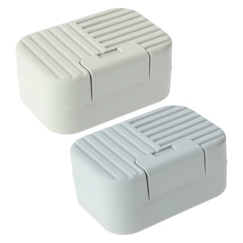 Dimeho 2 Stück Soap Protectiv Case, Seifenhalter-Box Tragbarer Seifenbehälter zum Reisen Kunststoff-Seifenschale mit Deckel Auslaufsichere Seifenaufbewahrungsbox für Badezimmer (Blau & Grün) von Dimeho