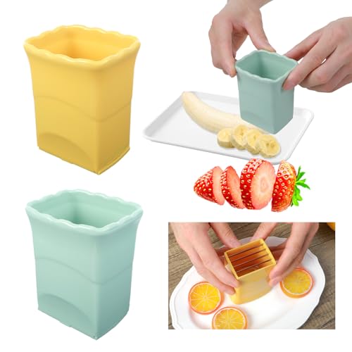 Dimeho 2 Stück Tassenschneider Multifunktions Strawberry Cup Slicer Tasse Slicer Handheld Obstschneider Mit BehäLter Bananenschneider Obst Cutter Küchengerät für Erdbeere Bananen Weiche Früchte Gemüse von Dimeho