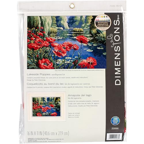 DIMENSIONS 20066 Needlepoint Lakeside Poppies Kit, 100% Cotton, Multi-Colour, 40 x 27 x 0.1 cm von Dimensions