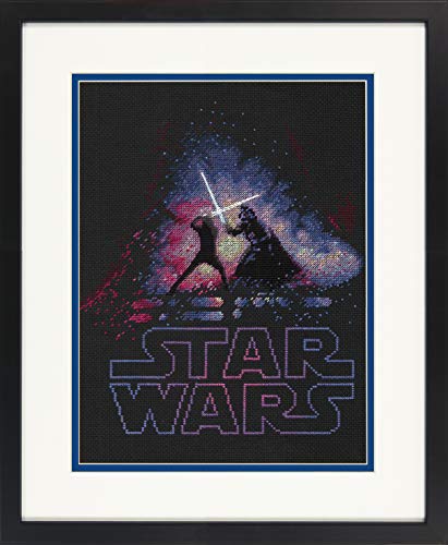 Dimensions 70-35382 Star Wars and Counted Cross Stitch Kit Schwarzer Aida-Stoff, Fadenzahl 14, Luke Skywalker & Darth Vader, 9" x 12" von Dimensions