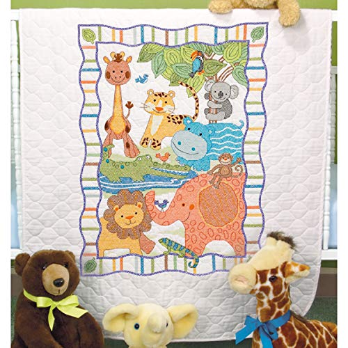 Dimensions Baby Hugs Quilt Stamped Cross Stitch Kit 34"X43"-Mod Zoo von Dimensions