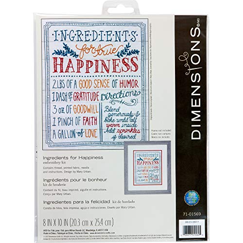 Dimensions Crewel Ingredients for Happiness Stickpackung, Aida, Mehrfarbig, 20 x 1 x 25 cm von Dimensions