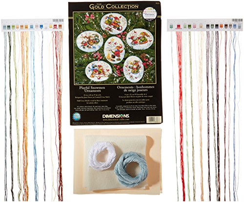 Dimensions Kit Verspielte Schneemänner Ornamente Zählmusterpackung mit Zählmuster, Baumwolle, Mehrfarbig von Dimensions