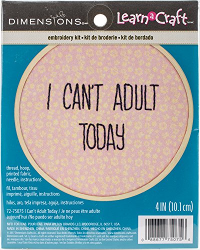 DIMENSIONS I Can't Adult Today-Stitched In Thread Maße Short N 'Sweet Mini Stickpackung, 10,2 cm, Holz, verschieden, One Size von Dimensions