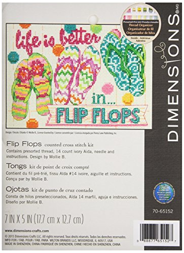 Dimensions Needlecrafts Maße Flip Flops Gezählt X Stitch, elfenbeinfarben, 100% Baumwolle, 17.7 x 12.7 x 0.1 cm von Dimensions