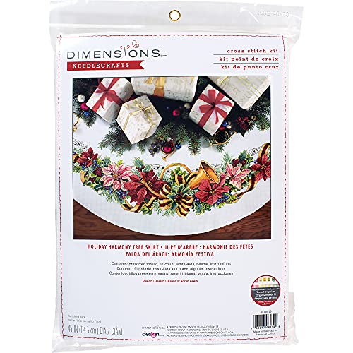 Dimensions 70-08939 Holiday DIY Counted Cross Stitch Christmas Tree Skirt Kit, 45" D, 11 Count White Aida Maße Urlaub Harmony Baum Rock Kreuzstich, weiß, 100% Baumwolle, 114.5 x 114.5 x 0.1 cm Dimensions 70-08939 Holiday DIY Counted Cross Stitch Christmas Tree Skirt Kit, 45" D, 11 Count White Aida Maße Urlaub Harmony Baum Rock Kreuzstich, weiß, 100% Baumwolle, 114.5 x 114.5 x 0.1 cm von Dimensions