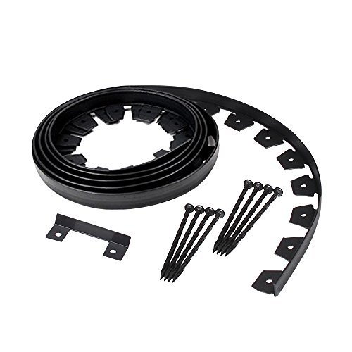 EasyFlex Strapazierfähige Garteneinfassung mit Verankerungsspießen, 4,3 cm hoch, gerade Oberseite, kommerzielle Qualität, Kunststoff, Gartenumrandung, 6 m Spulen, Schwarz (3100-20C-8) 4,3 m von EasyFlex
