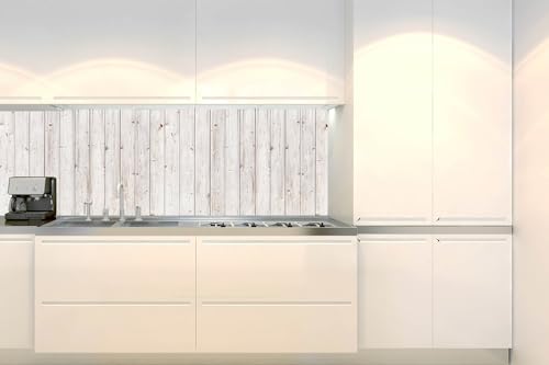 DIMEX Küchenrückwand Folie Selbstklebend ALTE WEIßE HOLZWAND 180 x 60 cm | Klebefolie - Dekofolie - Spritzschutz für Küche | Made in EU von DIMEX