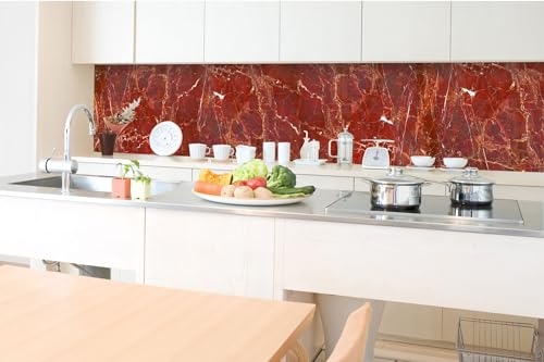 Dimex Küchenrückwand Folie Selbstklebend ROTE MARMOR-Onyx-TEXTUR 350 x 60 cm | Klebefolie - Dekofolie - Spritzschutz für Küche | Made in EU von Dimex