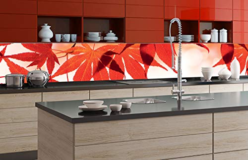 DIMEX Küchenrückwand Folie selbstklebend ROTE BLÄTTER | Klebefolie - Dekofolie - Spritzschutz für Küche | Made in EU - 350 cm x 60 cm von DIMEX