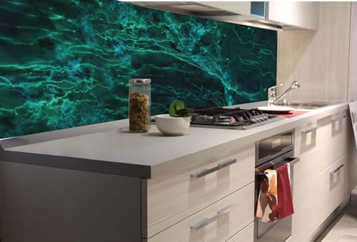 Küchenrückwand Folie Selbstklebend DUNKELGRÜNE MARMORSTRUKTUR 180 x 60 cm | Klebefolie - Dekofolie - Spritzschutz für Küche | Made in EU von Dimex