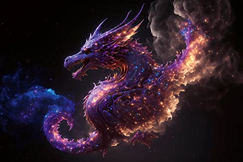 Vlies Fototapete Künstliche Intelligenz KI - LILA DRACHE 375 x 250 cm (inkl. Kleister) - Vlies Tapete, Wandtapete, Wandbilder - Tapete für Wohnzimmer Schlafzimmer, Büro, Küche - Montagefertig von Dimex