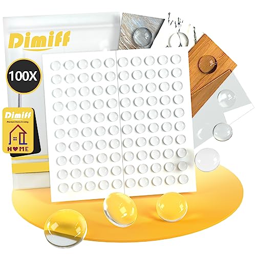 Dimiff Gummipuffer Selbstklebend 100stk Ø 10mm Höhe 3mm, Anschlagpuffer Transparent, Selbstklebend Elastikpuffer, Gumminoppen für Glasplatten Türen, Notebooks, Schränke, Toilettensitze von Dimiff