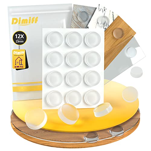 Dimiff Gummipuffer Selbstklebend 12stk, Anschlagpuffer Transparent Ø 23mm Höhe 5mm, Selbstklebend Elastikpuffer, Gumminoppen für Glasplatten Türen, Notebooks, Schränke, Toilettensitze von Dimiff