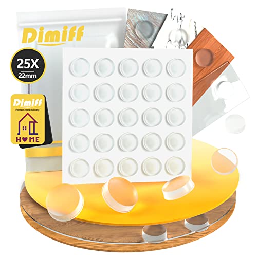 Dimiff Gummipuffer Selbstklebend 25stk, Anschlagpuffer Transparent Ø 22mm Höhe 4,5mm, Selbstklebend Elastikpuffer, Gumminoppen für Glasplatten Türen, Notebooks, Schränke, Toilettensitze von Dimiff