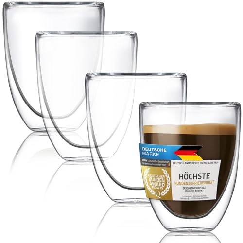 Dimono®️ Doppelwandiges Espressoglas 80ml Espresso-Tasse aus Borosilikat-Glas (4 Stück) von Dimono