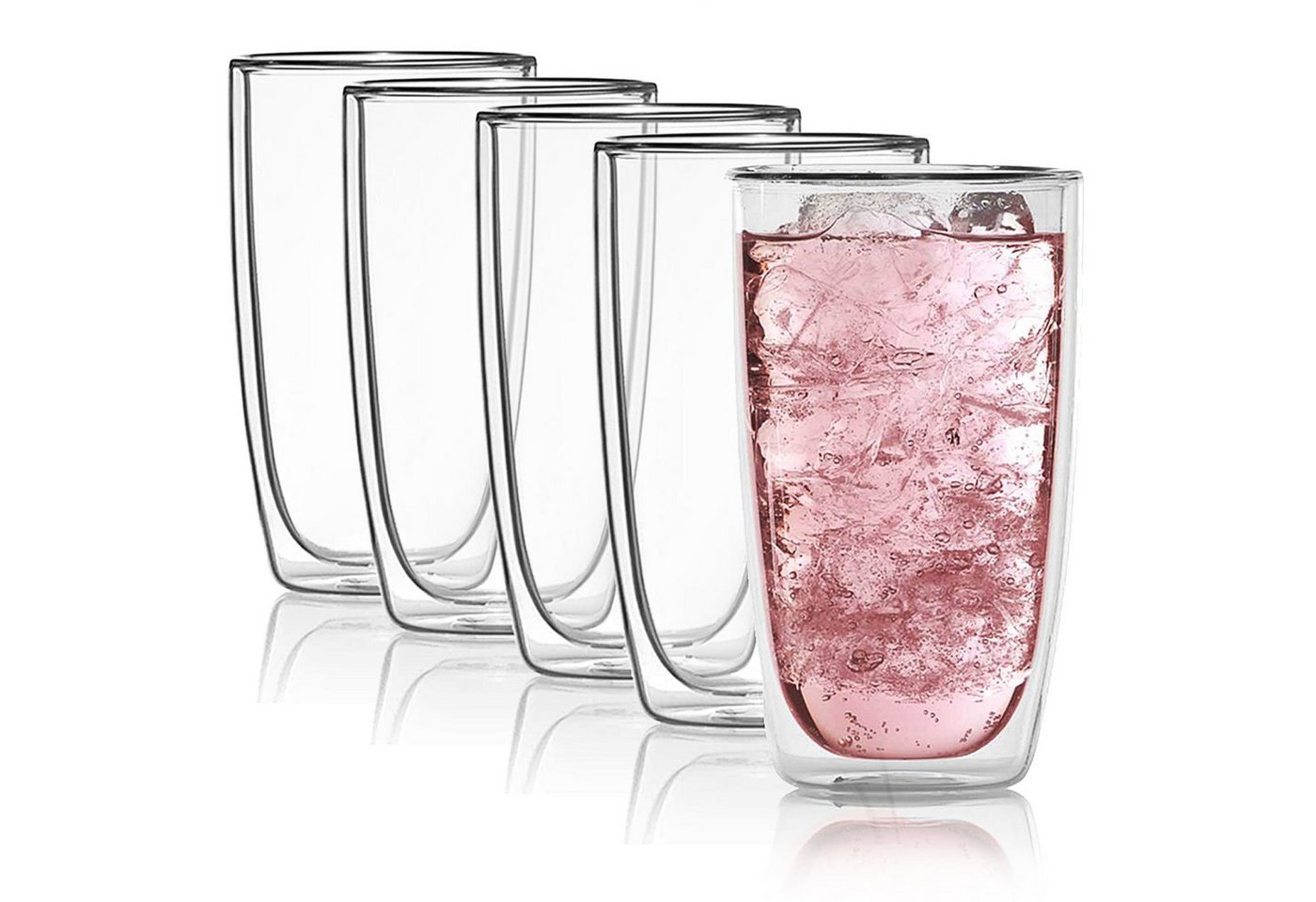 Dimono Latte-Macchiato-Tasse Doppelwandiges Trinkglas 450ml, Borosilikat-Glas, Wasser- Longdrink- & Cocktailgläser von Dimono
