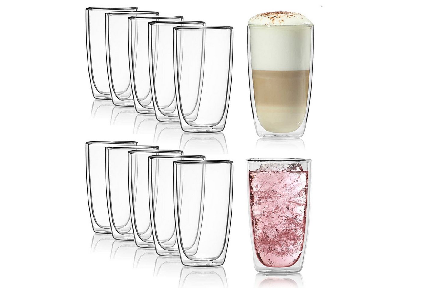 Dimono Latte-Macchiato-Tasse Doppelwandiges Trinkglas 450ml, Borosilikat-Glas, Wasser- Longdrink- & Cocktailgläser Dimono Latte-Macchiato-Tasse Doppelwandiges Trinkglas 450ml, Borosilikat-Glas, Wasser- Longdrink- & Cocktailgläser von Dimono