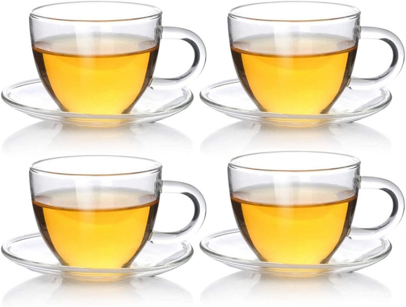 Dimono Tasse Tee & Kaffeetassen Set, 80 ml Fassungsvermögen, Borosilikatglas, Espresso Gläser & Untertasse von Dimono