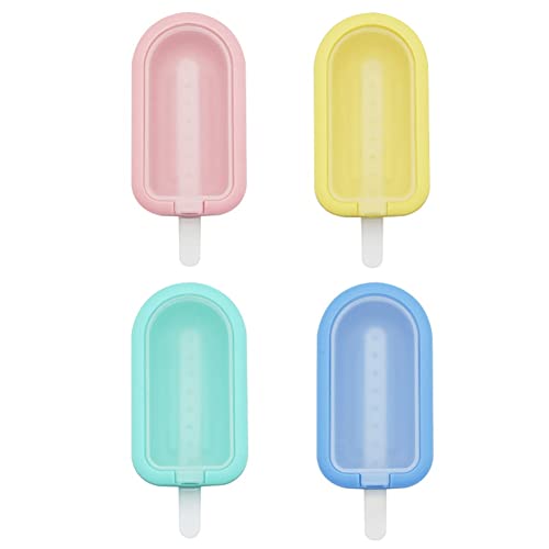 Dimoxii 4er Pack Eis am Stiel Formen mit Deckel Popsicle Formen mit LFGB Geprüft und BPA Frei Stieleisformen aus Silikon Verschiedenfarbig Eiscreme Formen von Dimoxii