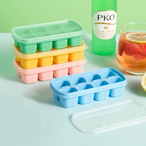 Dimoxii 4er Pack Eiswürfelbehälter Set mit Deckel 8-Fach Eiswürfelform BPA Frei Ice Cube Tray für Whiskey, Cola, Silikon Eiswürfelschalen Wabenform mit LFGB Zertifiziert von Dimoxii