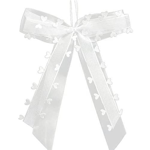 Dimoxii 60 Stück Schleifen aus Satinband Autoschleifen Hochzeit Antennenschleifen für Hochzeit Party Geburtstag und Geschenverpackung (Weiß) von Dimoxii