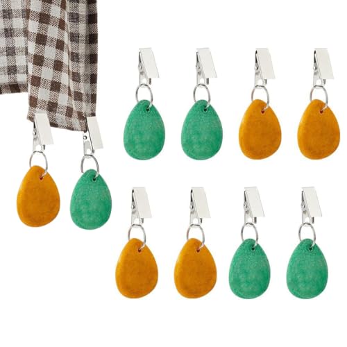Dimoxii 8 Stück Bunte Marmor-Tischdeckengewichte, Schwere Premium Tischdecken-Clips mit Zusätzliche Gewichte, Tischdecken Beschwerer mit Klammer (grün+gelb) von Dimoxii