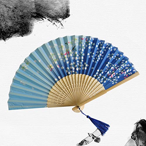 Dimoxii Faltfächer Sommer Handfächer Blaue Taschenfächer als Tanzrequisiten, Fotografie, Wand Dekoration oder Als Gastgeschenk für Sommer Party oder Hochzeit (Blau 7) von Dimoxii