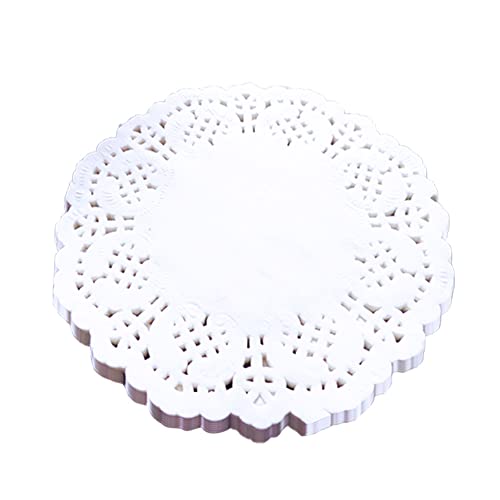 100 Stücke Tortenspitze, Weiße Spitze Papier Doily Spitzenuntersetzer, Runde Blume Boden Papier Kuchen für Spitze Partei Hochzeit Dessert Decor von Dimweca