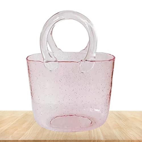 Tasche Glasvasen, Kreative Bubble Handtasche Blumenvase, Klare Vase in Handtaschenform mit Blase, Kristall Aquarium für Tischaufsätze Küche Büro Wohnzimmer von Dimweca