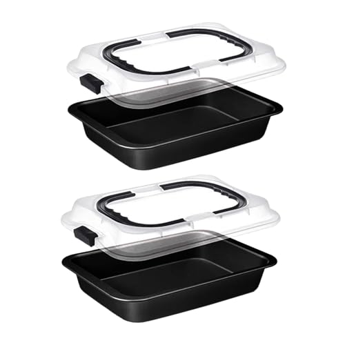 DimyFew 2X Backform Backform Nicht Spülmaschinenfest Backgeschirr Blechkuchenform Träger Zum Kochen Brownie Rösten Picknicks, Schwarz von DimyFew